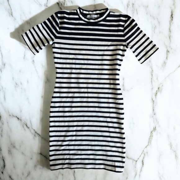 T ALEXANDER WANG Navy White Striped Short Sleeve Mini Dress Size Small - Picture 1 of 8